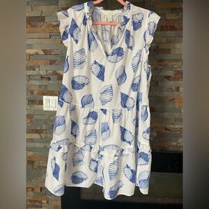 H&M White and Blue Patterned Dress